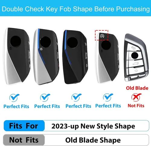 Vista 2 de Funda para llavero OLLEN con anillo, compatible con BMW 2023 2024 2025~arriba Nueva Serie 5/7 740i 760i X1 X2 X3 X5 X6 X7 XM IX IX3 I5 I7, etc.