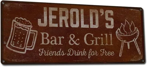 Vista 48 de Adam's Bar and Grill Friends Drink for Free, cartel de aluminio de 5.75 x 15.5 pulgadas, accesorios personalizados para bar y decoración de pared