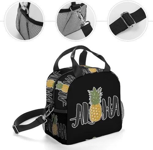 Vista 5 de Bolsa de almuerzo hawaiana única, reutilizable, aislada, bolsa de lonchera, contenedor para mujeres y hombres