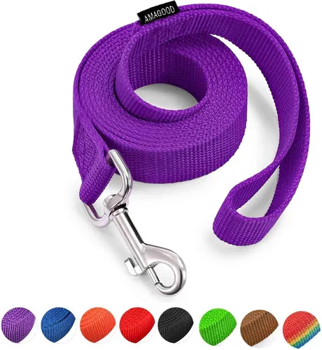 Vista 40 de AMAGOOD 6 pies de correas para cachorros/perros, correa de estilo tradicional resistente con gancho de cuello fácil de usar, correa para perros Negro