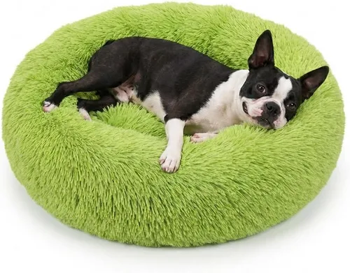 Vista 52 de Cama para perros pequeños, cama calmante para perros pequeños, antiansiedad, cama para cachorros, lavable a máquina, esponjosa, de lujo Verde militar