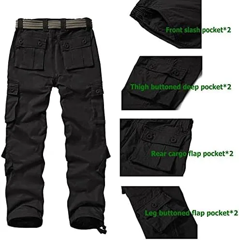 Vista 5 de Pantalones cargo de trabajo para mujer, de algodón, con 8 bolsillos, informal, estilo de combate militar