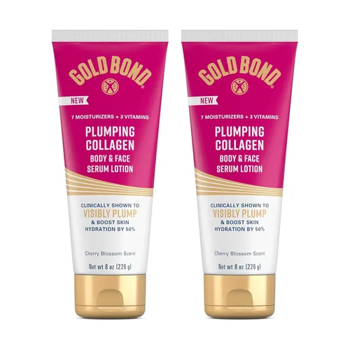 Vista 11 de Gold Bond Loción de suero de colágeno para cuerpo y cara, hidratante ligera con complejo de péptidos de colágeno, aceites de jojoba y semillas