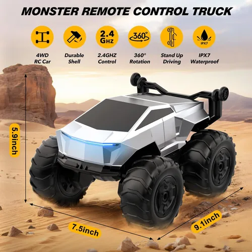 Vista 6 de Coche de control remoto, 2.4GHz impermeable RC Monster Truck