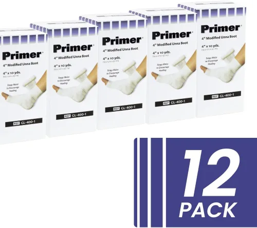 Vista 4 de Unna Botas con óxido de zinc, 4" x 10 yardas, 1 caja de 12, envueltas individualmente