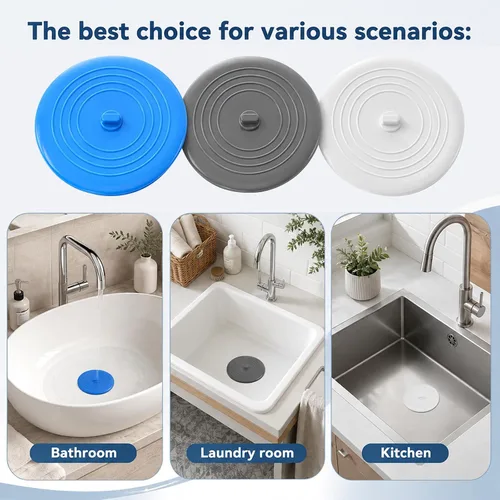 Vista 4 de Tapón de baño grande de 6 pulgadas para desagüe de silicona