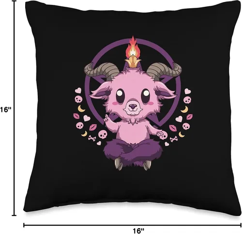 Vista 4 de Pastel Goth Baby Baphomet Gift Baby Baphomet - Cojín estético para cojín gótico, 16.0 x 16.0 in, multicolor