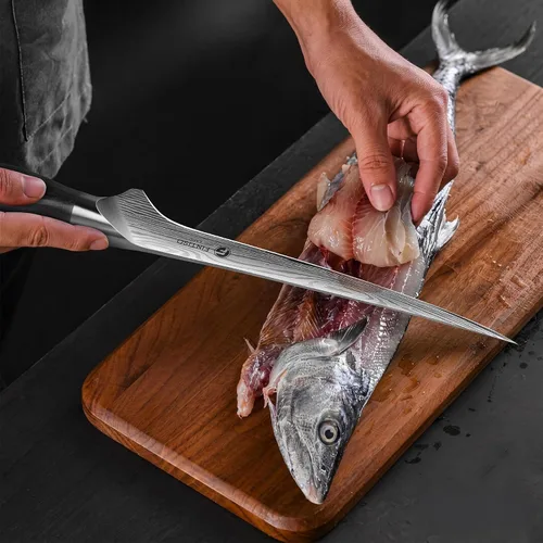 Vista 5 de FINTISO Cuchillo de filete de 7 pulgadas, cuchillo japonés súper afilado