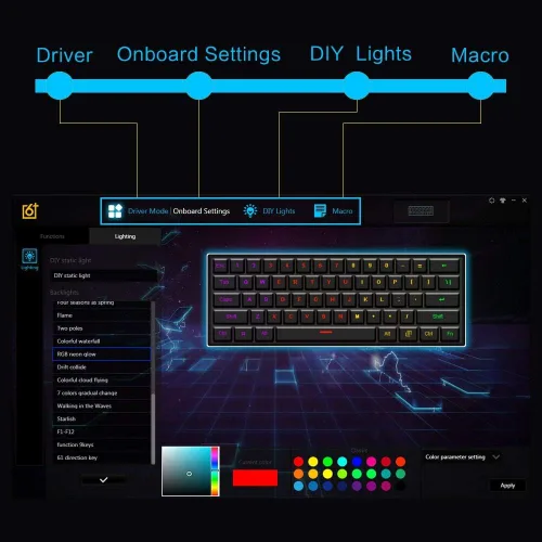 Vista 7 de SKYLOONG GK61 SK61 - Teclado mecánico de 60 %, teclas completas programables, RGB portátil, pequeño, compacto, impermeable, 61 teclas, interruptores