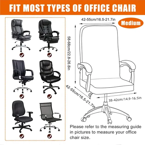 Vista 6 de CRFATOP - Funda para silla de oficina de computadora elástica con cremallera duradera - Funda universal giratoria para escritorio, funda de respaldo