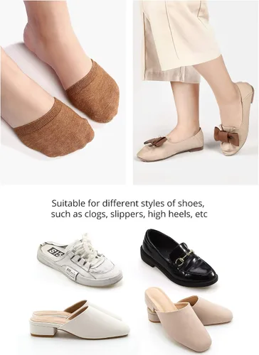 Vista 3 de 8 pares de calcetines para mujer, calcetines de media punta para dedo del pie, calcetines de algodón sin costuras
