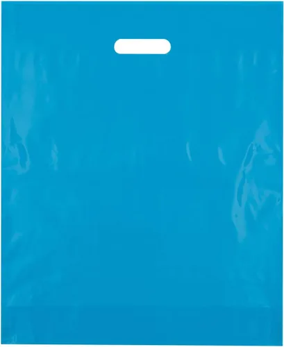 Vista 22 de Bolsas de compras de plástico con asas troqueladas de 9x12, negras, 100/cs – Bolsas marca directa