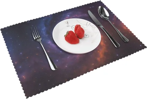 Vista 14 de Rectangular Placemats Set of 4, Heat Resistant Abstract Marbling Printed Kitchen Dining Table Mats