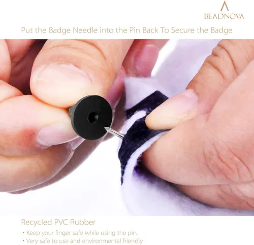 Vista 4 de BEADNOVA 100 pares de pines esmaltados para atar en blanco con pasadores de goma para solapa (negro plateado, 100 juegos)