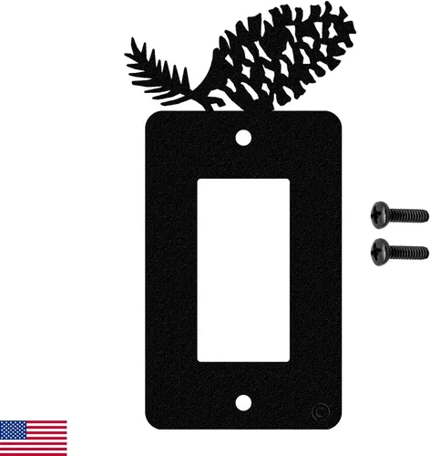 Vista 13 de Pine Cone - Placa de pared de doble toma de corriente dúplex (doble potencia, negro) - Fabricado en Estados Unidos