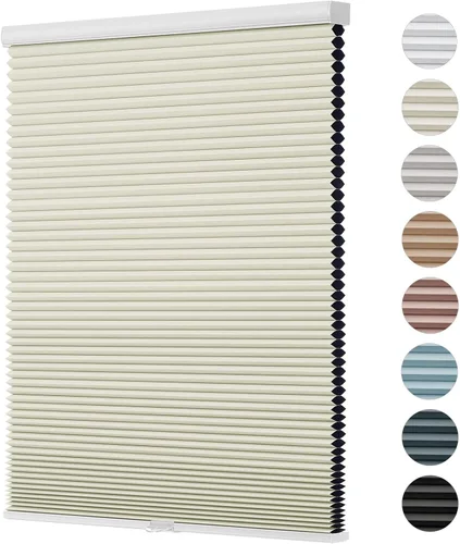 Vista 19 de Changshade - Persianas personalizadas de panal opacas sin cordones para ventanas interiores, persianas de panal para habitación con oscurecimiento