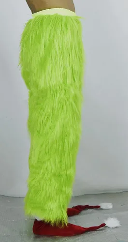 Vista 7 de WPOZD Christmas Deluxe Green Monster Costume - 7PCS Adult Suit Deluxe Adult with Green Monster Mask and Red Christmas Hat