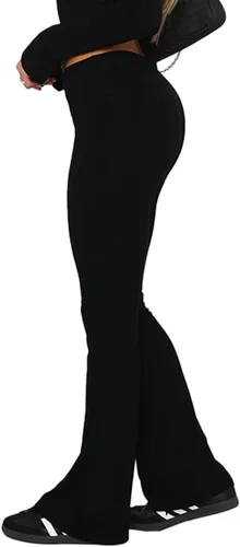Vista 2 de PRIVIMIX Leggings acampanados de cintura baja para mujer, pantalones de yoga con corte de bota, pantalones deportivos
