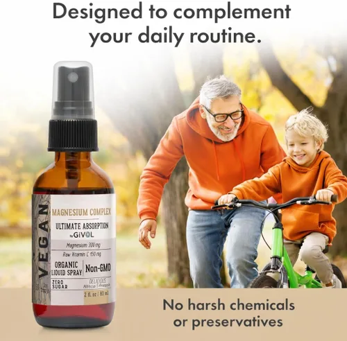 Vista 3 de Tri Magnesium Complex – Magnesio Biglicinato, Citrato y Taurato Líquido Spray 300 mg con Vitamina C cruda para descompresión corporal – Sabor a