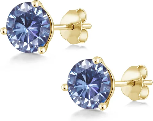Vista 179 de Gem Stone King Aretes de oro de 14 quilates, 0.236 in, piedra natal redonda, Martini, 3 puntas, aretes de oro para mujer
