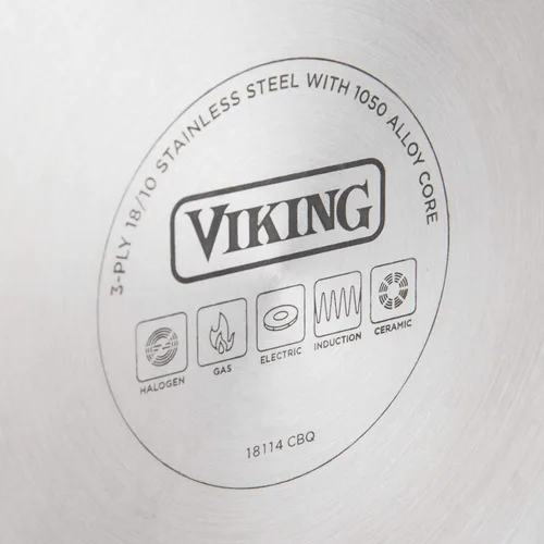Vista 4 de Viking Sartén antiadherente de acero inoxidable de 3 capas, 10 pulgadas con tapa