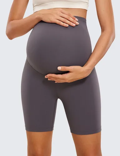 Vista 2 de CRZ YOGA Butterluxe - Pantalones cortos de yoga de maternidad sobre el vientre de 6 pulgadas, pantalones cortos de ciclismo atléticos