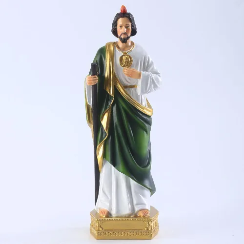 Vista 6 de QIANLING Estatua de San Jude de 12 pulgadas, Estatuas religiosas de San Jude de resina, Estatua religiosa de San Judas Tadeo de regalo