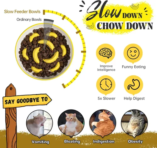Vista 3 de Cuenco de alimentación lenta para gatos de cerámica - Cuenco vibrante para gatos - Lindo plato de comida con laberinto para comer lento - Apto