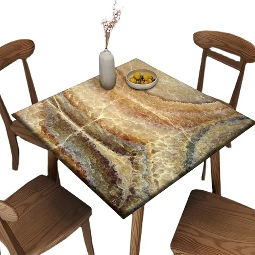 Vista 10 de Mantel redondo ajustable con borde elástico floral azul, mantel con borde elástico de estilo floral pastoral, almohadilla de mesa de poliéster