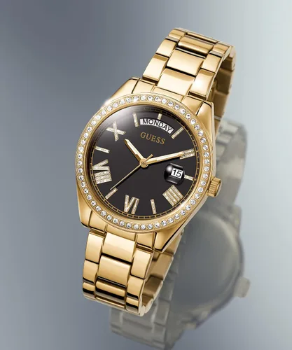 Vista 9 de GUESS Reloj de acero inoxidable de 1417in con bisel de borde de moneda plateado