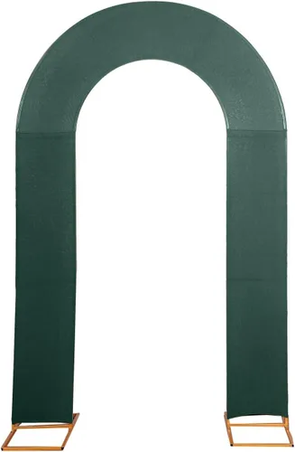 Vista 2 de Balsa Circle Funda de tela de arco de doble arco abierto de elastano beige de 8 pies Fundas de tela de arco en forma de U para eventos al aire