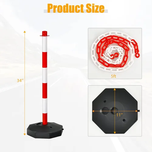 Vista 6 de ERGOMASTER Conos de seguridad ajustables de 24 ~ 34 pulgadas para estacionamiento, precaución de construcción, puntales de carretera con base