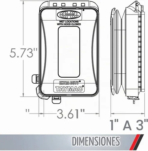 Vista 2 de Hubbell-Bell - Cubierta de enchufe horizontal y vertical, resistente a la intemperie, ampliable, perfil bajo, extraresistente mientras está en uso