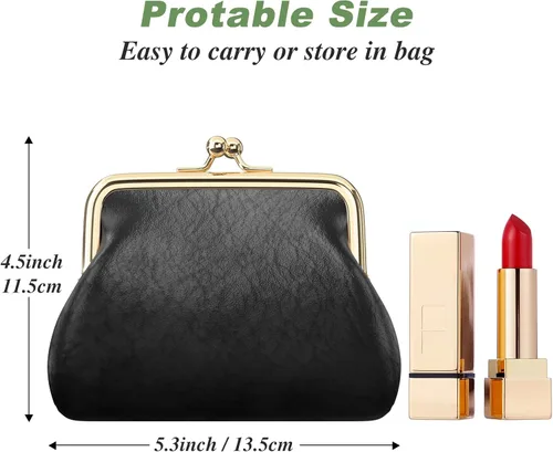 Vista 3 de Monedero pequeño, monedero de piel sintética, monedero con cierre, monedero de automóvil para mujeres, hombres, niños y niñas, Negro -, Moda
