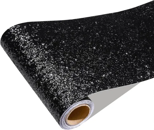 Vista 10 de CRE8TIVE Papel tapiz con purpurina gruesa de 8 x 80 pulgadas, para pegar y pelar, borde de papel tapiz morado texturizado extraíble, lentejuelas