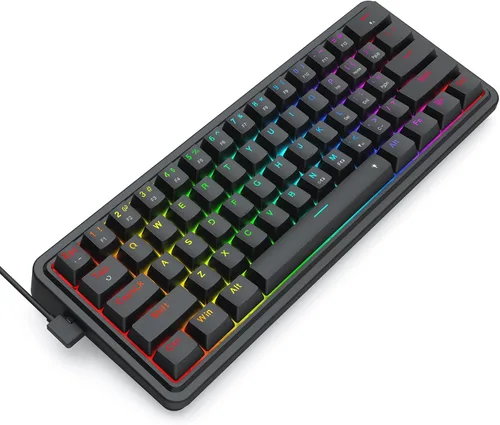 Vista 7 de Redragon K722 Teclado para juegos RGB con junta con cable al 60%, teclado mecánico compacto de intercambio en caliente de 61 teclas con enchufe