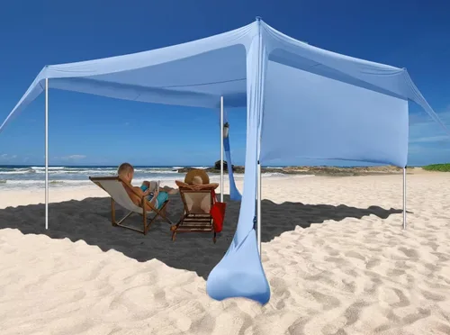 Vista 11 de Beach Canopy Tent Shade with Sidewalls 10x10FT, 6.6FT Tall, UPF50+ Sun Shelter, Windproof & Water Resistant, Includes Guylines Sand Shovel Stability