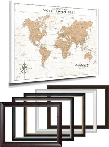 Vista 105 de IPIC - Lienzo con mapas de EE. UU. para decoración de pared, mapa con pin de empuje para marcar viajes, mapa de viaje impreso de EE. UU.