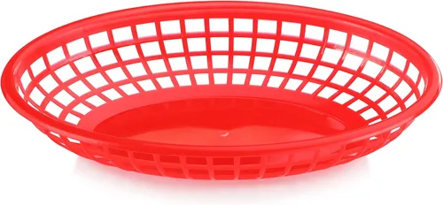Vista 3 de New Star Foodservice 44164 Cestas de comida rápida, ovaladas de 9.25 x 6 pulgadas, juego de 12, color rojo