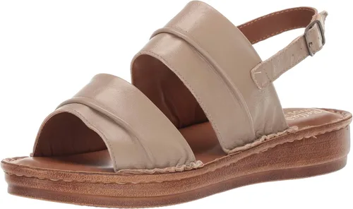 Vista 16 de Bella Vita Sandalias de tacón de bloque para mujer cuero de gamuza almendra
