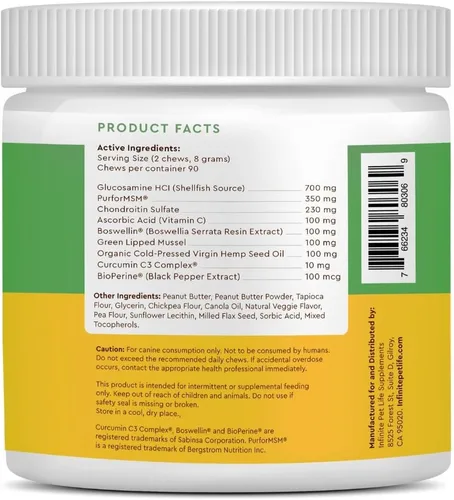 Vista 4 de IPL Ultimate Suplemento para cadera y articulaciones para perros Alivia el dolor, revitaliza el cartílago y desarrolla la salud muscular