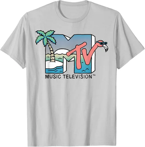 Vista 4 de MTV Camiseta con logotipo de flamenco de Beach Island Blanco
