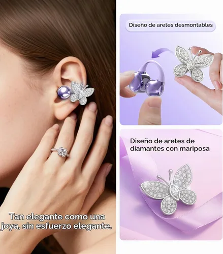 Vista 3 de Auriculares King Lucky de oído abierto con clip, auriculares inalámbricos Bluetooth 5.4 con micrófono, 50H de reproducción, llamada con ENC