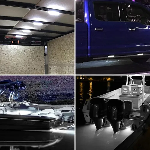 Vista 7 de Partsam – Tira de luces utilitarias, 18 diodos ledes, impermeable, color blanco, de 4 x 8 pulgadas, 12 V, universal