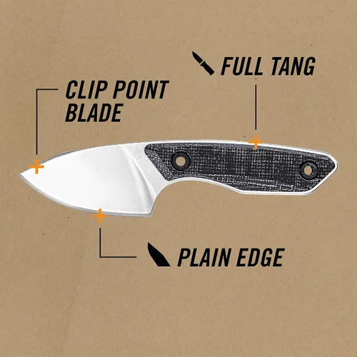 Vista 4 de Gerber Gear Stowe Cuchillo de bolsillo y funda - Hoja fija de 2.5" - Herramientas y equipo EDC - Micarta Compact everyday carry knife, includes