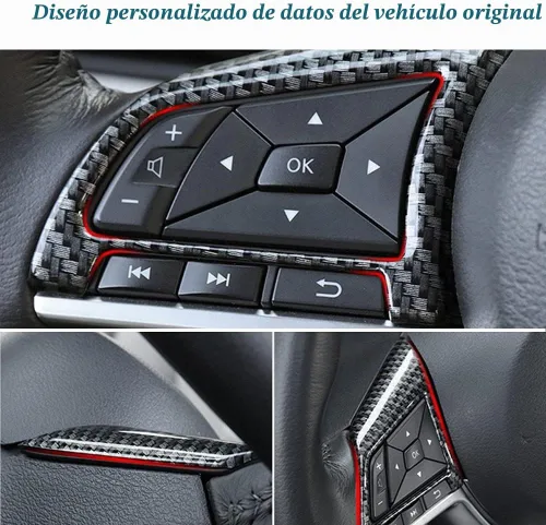 Vista 6 de BOYUER 3 piezas de ABS de fibra de carbono para el panel del volante, accesorios para el interior del automóvil, decoración del panel de moldura