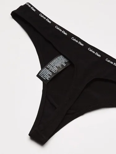 Vista 4 de Calvin Klein Tanga de algodón con logotipo para mujer, paquete múltiple, Multi