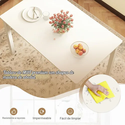 Vista 4 de Giantex Mesa de comedor para 4 personas, mesa de cocina de 48 x 29 pulgadas con patas de madera, mesa de comedor rectangular para espacios pequeños