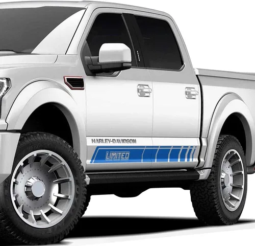 Vista 10 de Adhesivos Offroad Stripe Kit Limited Graphics Rocker Panel Calcomanías compatibles con Ford F150 2015-Presente (negro brillante)
