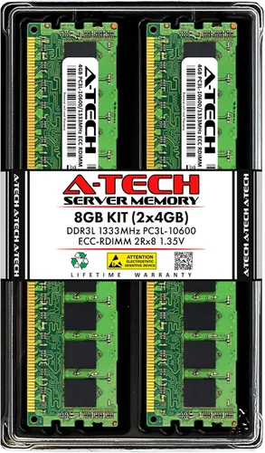 Vista 55 de A-Tech 4GB DDR3 1333MHz PC3-10600R ECC RDIMM 1Rx4 Rango único 1.5V Registrado DIMM 240-Pin Módulo de actualización de memoria RAM de servidor